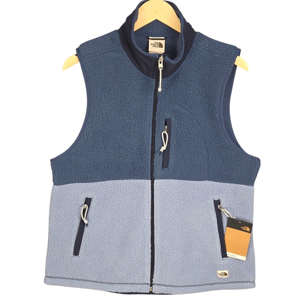 The North Face Cragmont Vest Womens Large Blue Sherpa Fleece Relaxed Fit Zip NEW - Picture 2 of 10